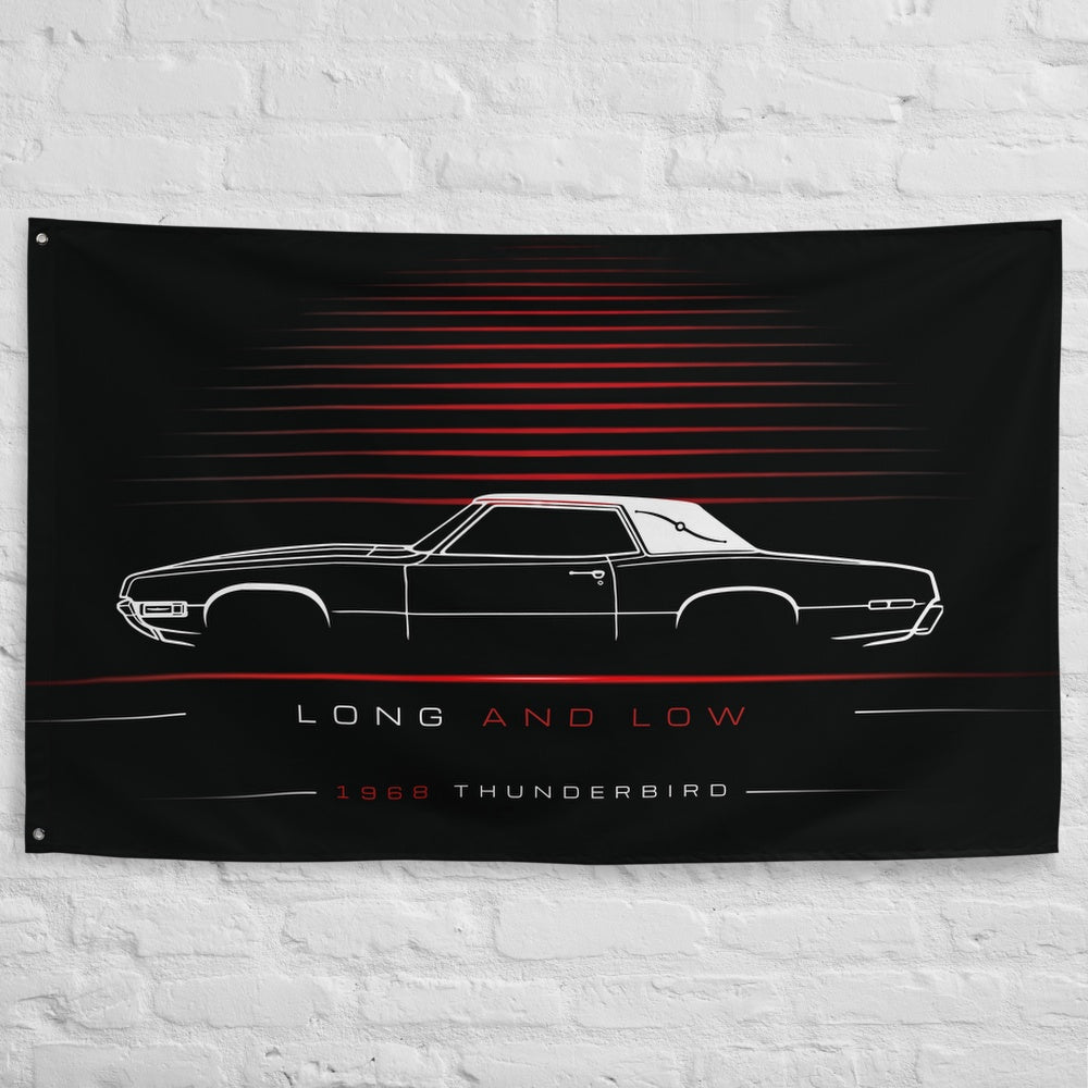 Ford Thunderbird 1968 car silhouette flag - White Brick Wall