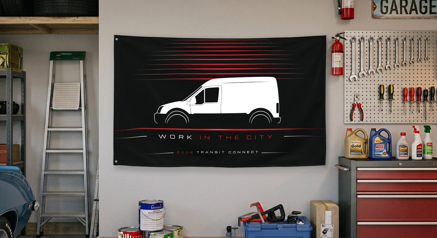 Ford Transit Connect 2008 car silhouette flag - Garage Wall