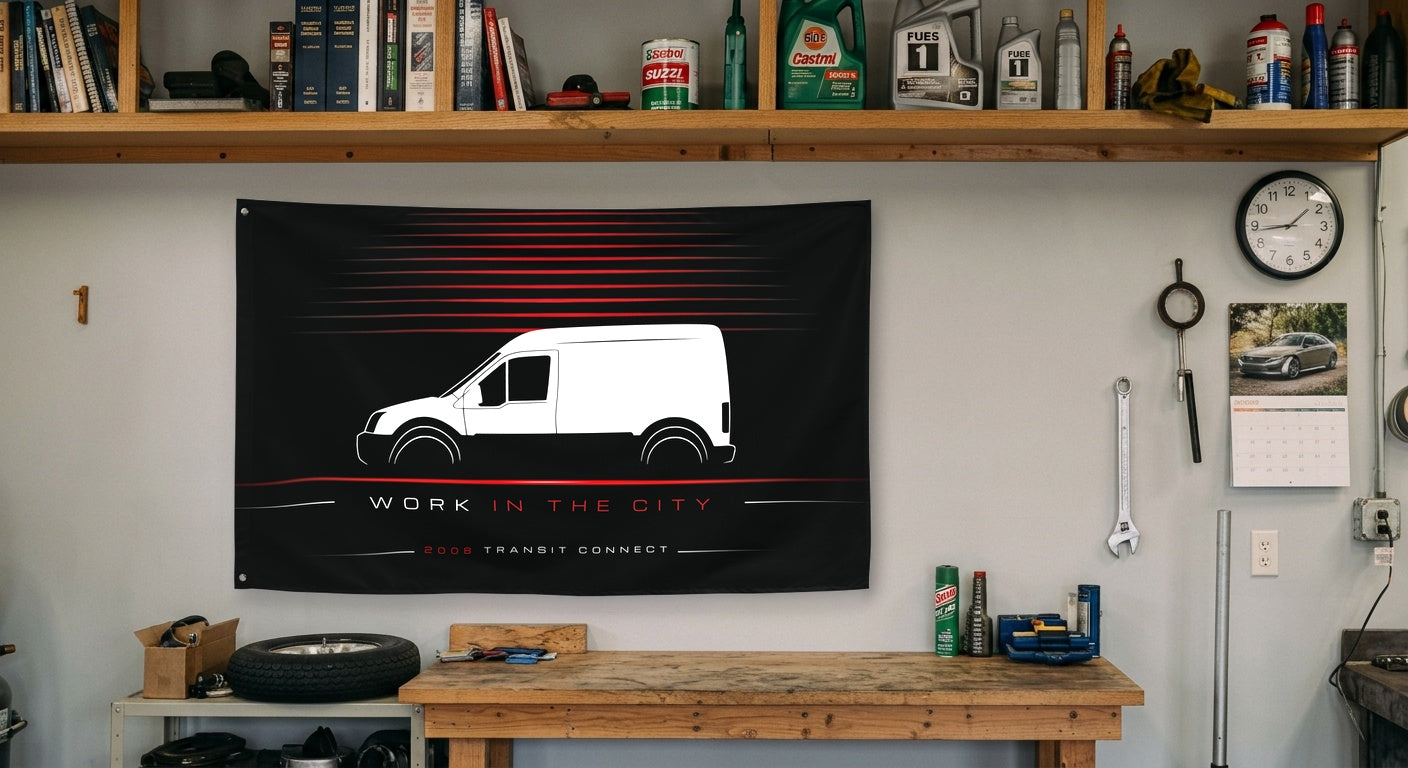 Ford Transit Connect 2008 car silhouette flag - Garage Workbench