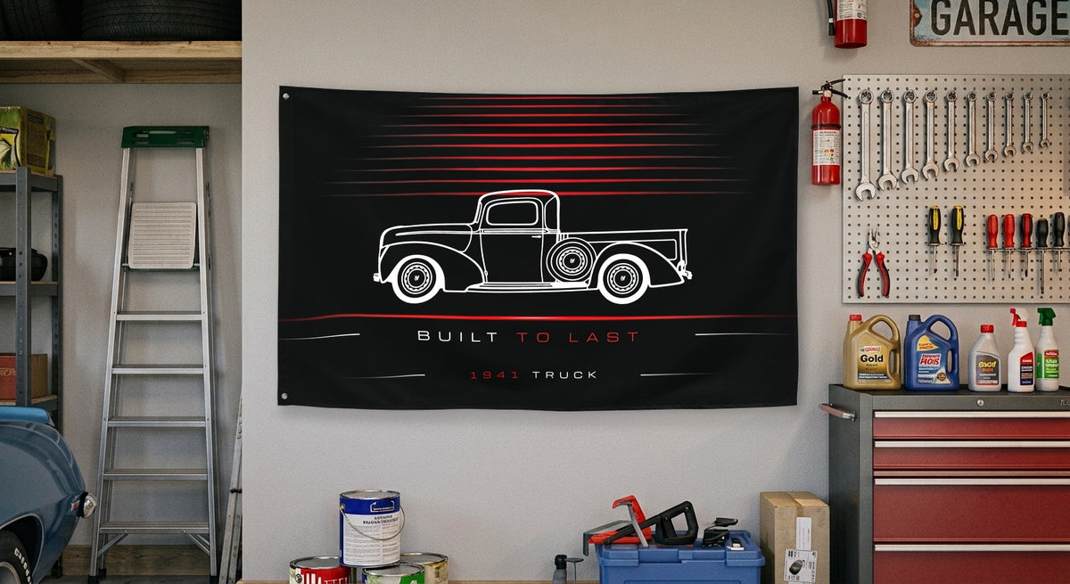 Ford Truck 1941 car silhouette flag - Garage Wall