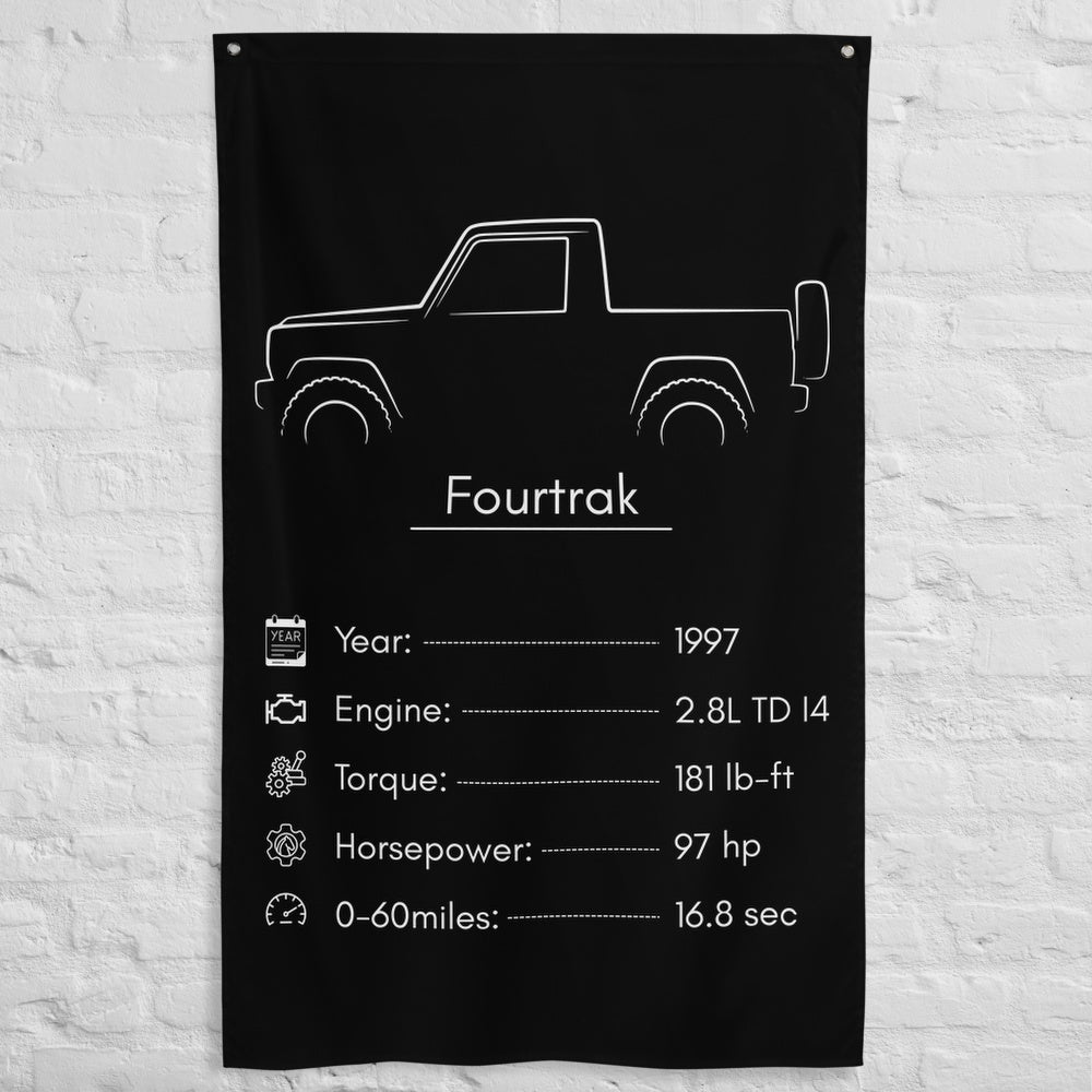 Daihatsu Fourtrak 1997 car silhouette spec flag - White Brick Wall
