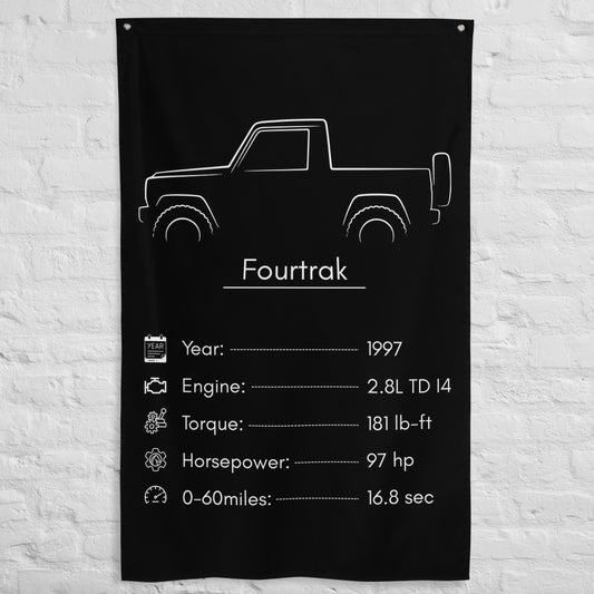 Daihatsu Fourtrak 1997 car silhouette spec flag - White Brick Wall