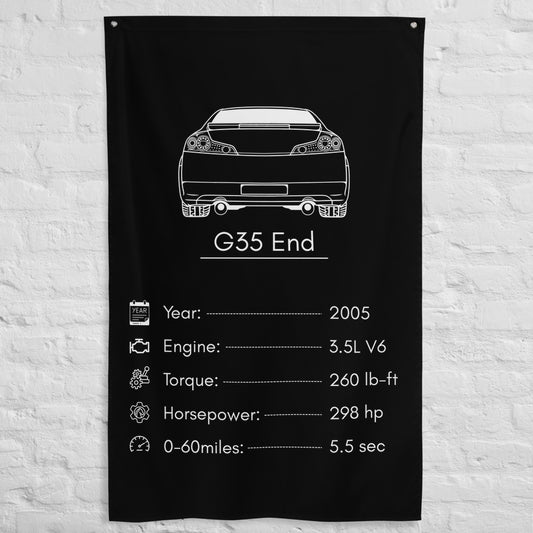 Infiniti G35 End 2005 car silhouette spec flag - White Brick Wall