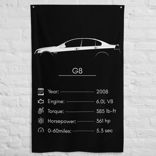 Pontiac G8 2008 car silhouette spec flag - White Brick Wall