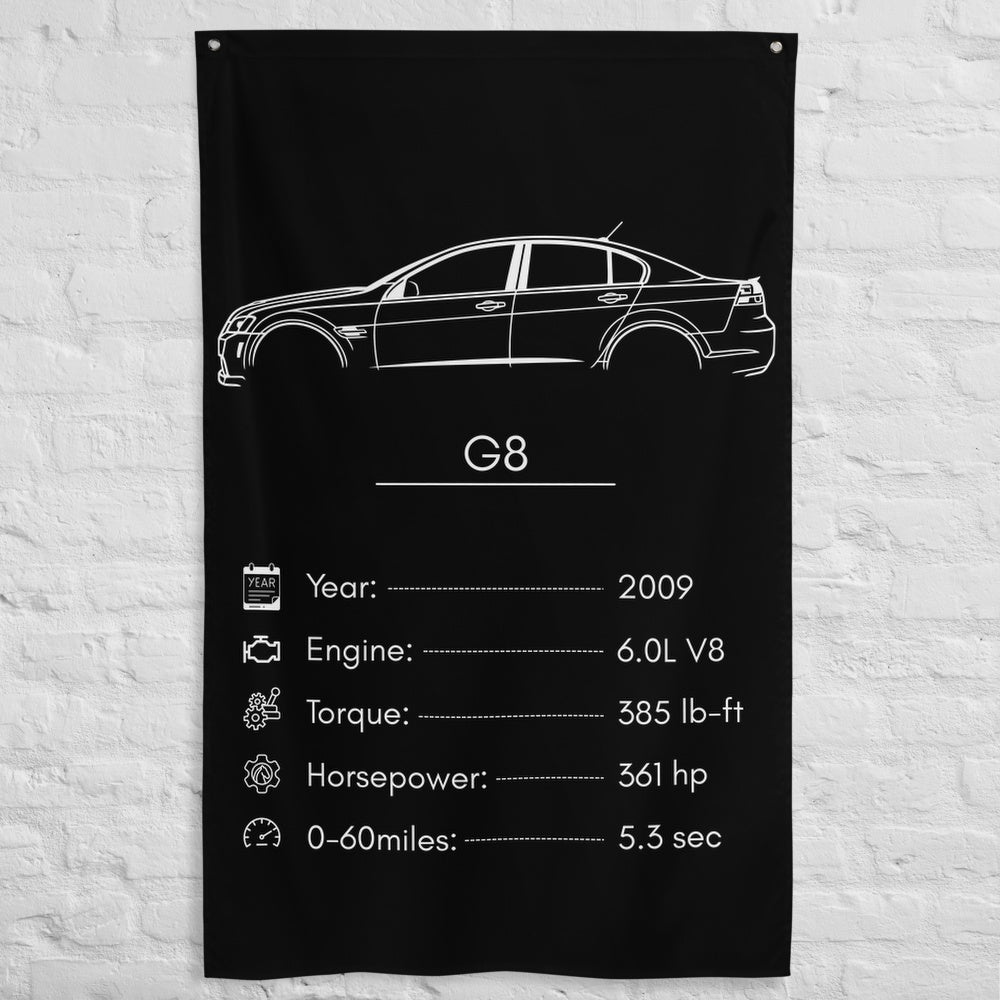 Pontiac G8 2009 car silhouette spec flag - White Brick Wall