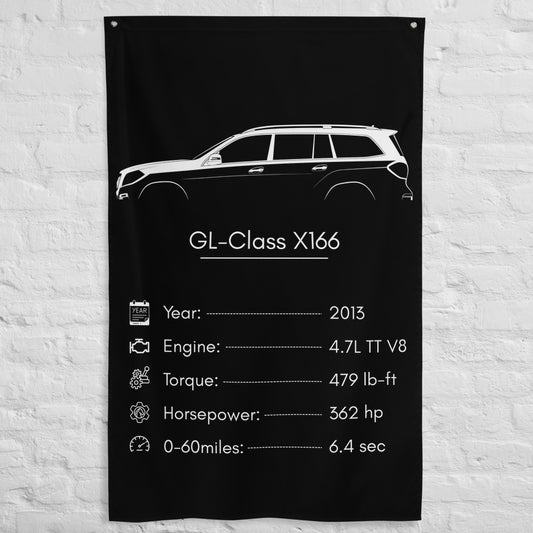 Mercedes-Benz GL-Class X166 2013 car silhouette spec flag - White Brick Wall
