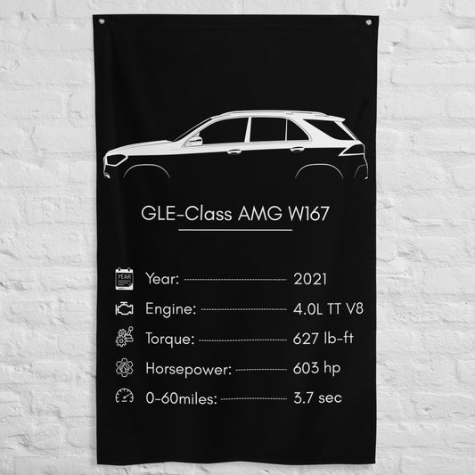 Mercedes-Benz GLE-Class AMG W167 2021 car silhouette spec flag - White Brick Wall