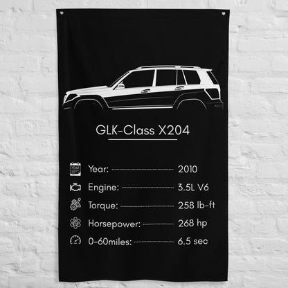 Mercedes-Benz GLK-Class X204 2010 car silhouette spec flag - White Brick Wall