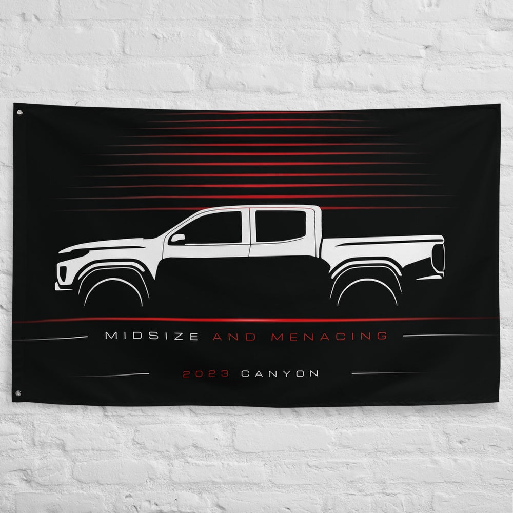 GMC Canyon 2023 car silhouette flag - White Brick Wall