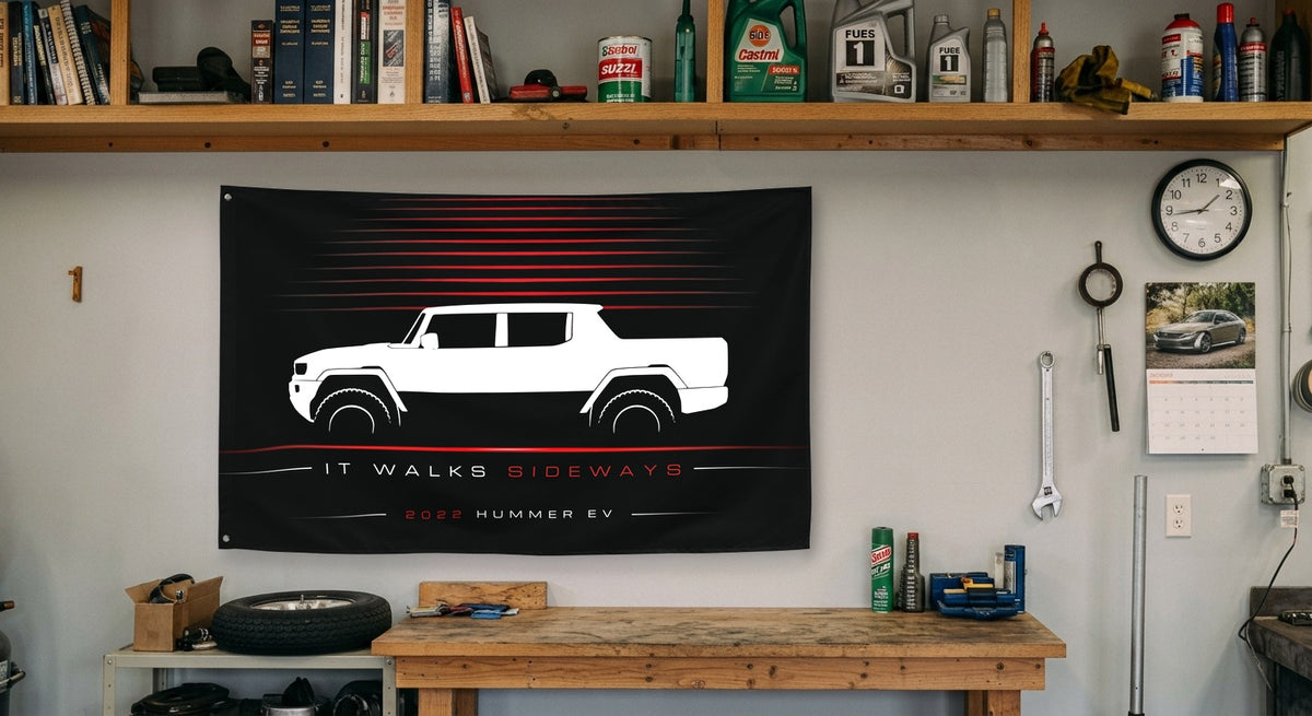 GMC Hummer EV 2022 car silhouette flag - Garage Workbench