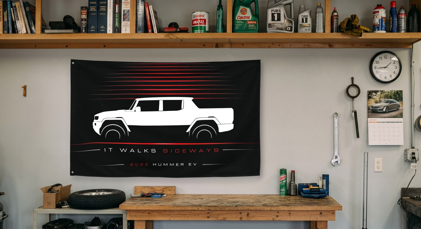 GMC Hummer EV 2022 car silhouette flag - Garage Workbench