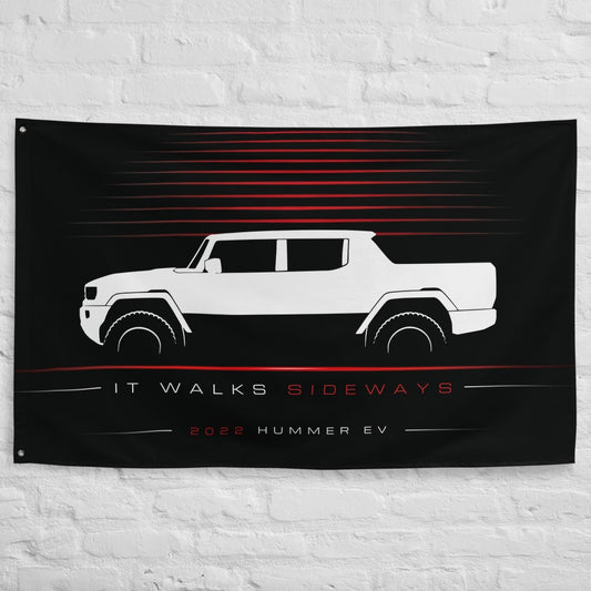 GMC Hummer EV 2022 car silhouette flag - White Brick Wall
