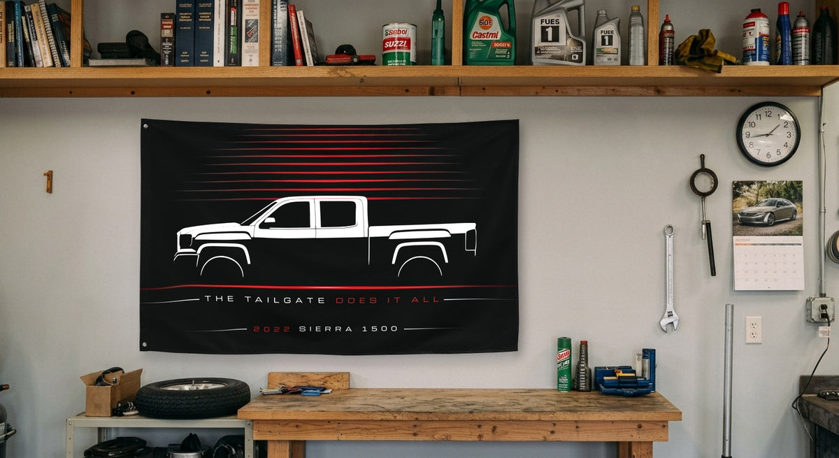 GMC Sierra 1500 2022 car silhouette flag - Garage Workbench
