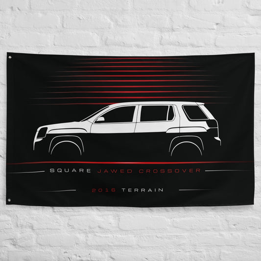 GMC Terrain 2016 car silhouette flag - White Brick Wall