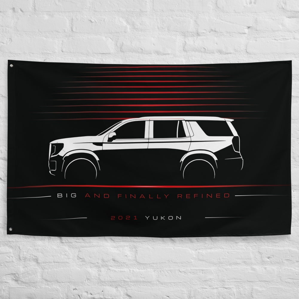 GMC Yukon 2021 car silhouette flag - White Brick Wall