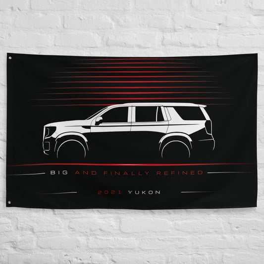 GMC Yukon 2021 car silhouette flag - White Brick Wall