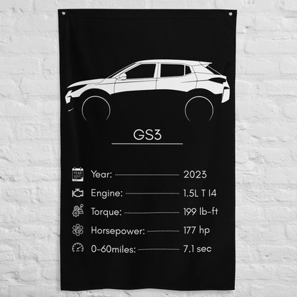 GAC GS3 2023 car silhouette spec flag - White Brick Wall