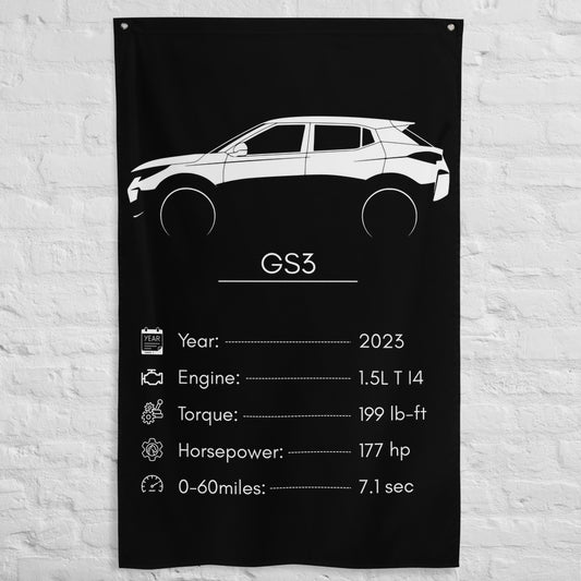 GAC GS3 2023 car silhouette spec flag - White Brick Wall