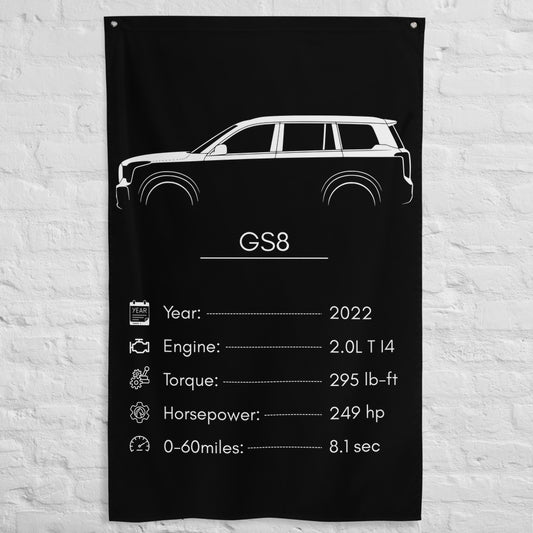 GAC GS8 2022 car silhouette spec flag - White Brick Wall