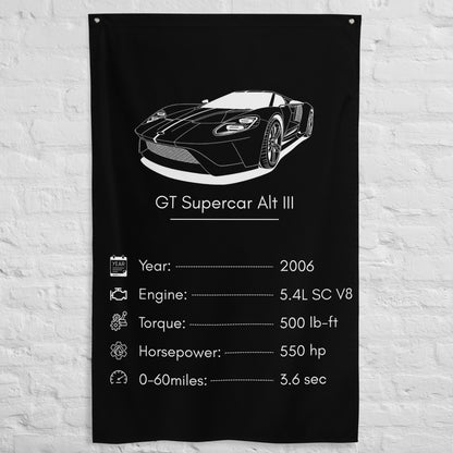 Ford GT Supercar III 2006 car silhouette spec flag - White Brick Wall