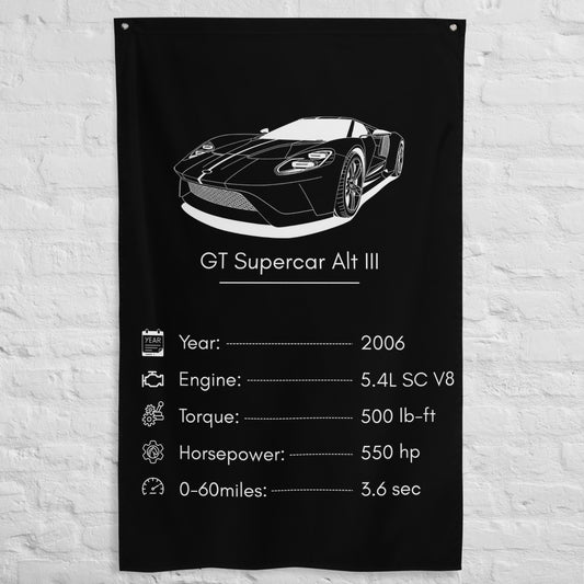 Ford GT Supercar III 2006 car silhouette spec flag - White Brick Wall