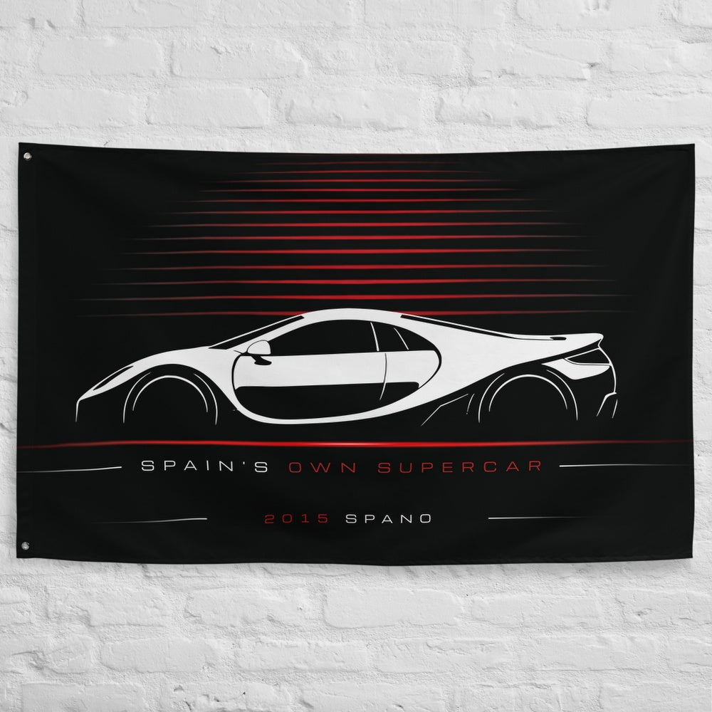 GTA Spano 2015 car silhouette flag - White Brick Wall