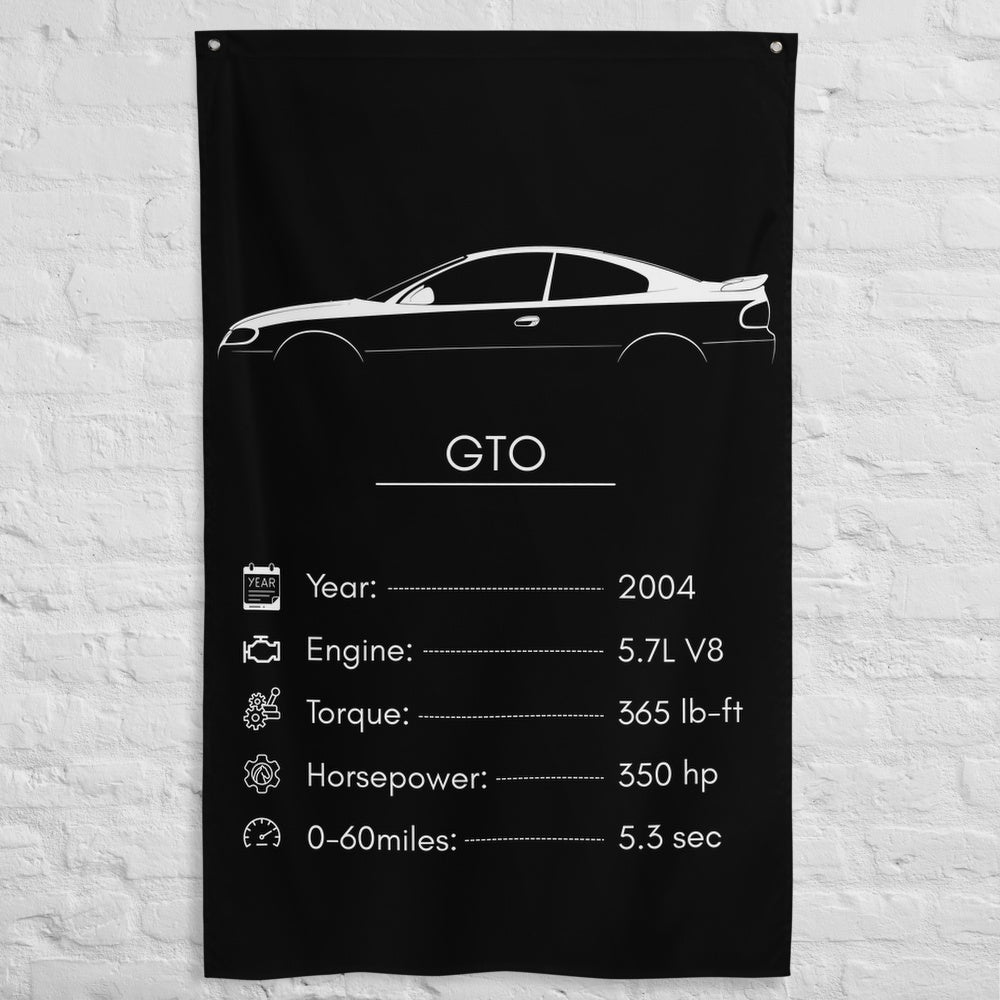 Pontiac GTO 2004 car silhouette spec flag - White Brick Wall