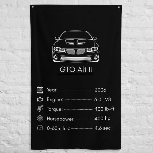 Pontiac GTO II 2006 car silhouette spec flag - White Brick Wall