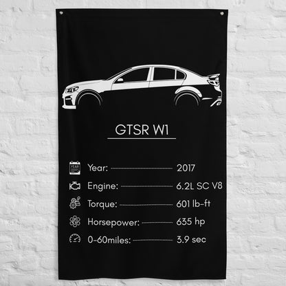 HSV GTSR W1 2017 car silhouette spec flag - White Brick Wall