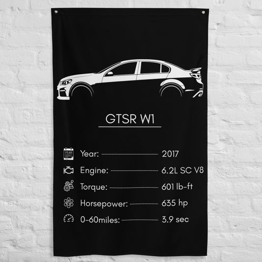 HSV GTSR W1 2017 car silhouette spec flag - White Brick Wall