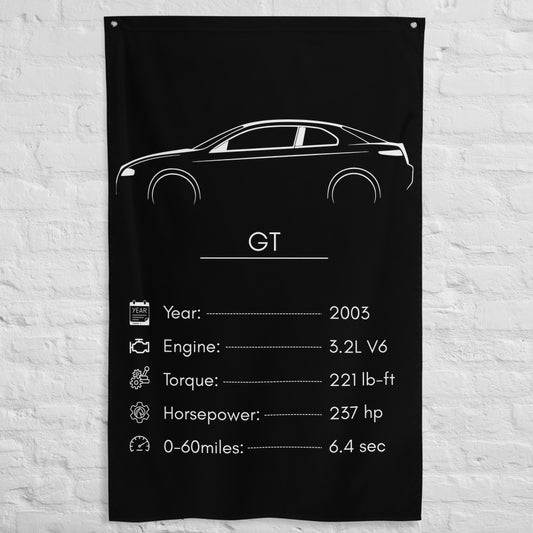 Alfa Romeo GT 2003 car silhouette spec flag - White Brick Wall