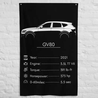 Genesis GV80 2021 car silhouette spec flag - White Brick Wall