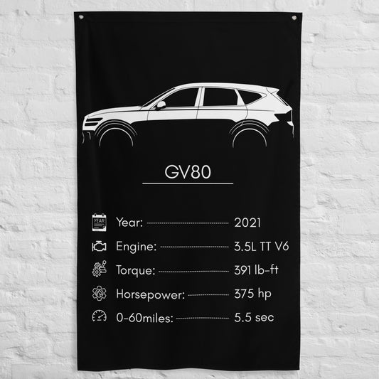 Genesis GV80 2021 car silhouette spec flag - White Brick Wall