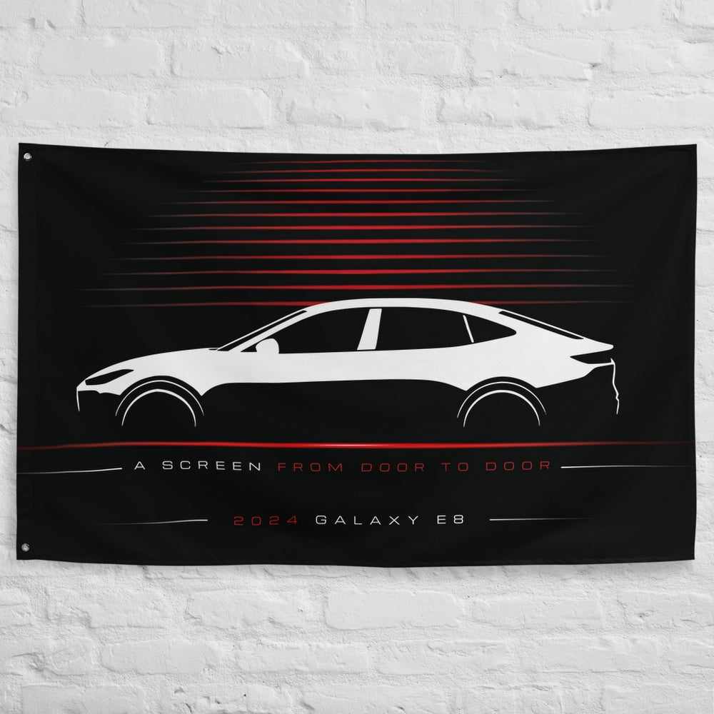 Geely Galaxy E8 2024 car silhouette flag - White Brick Wall