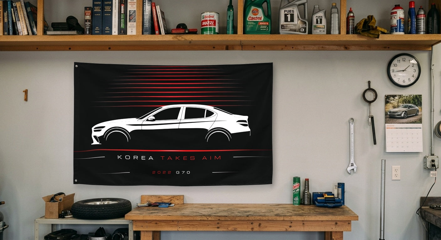 Genesis G70 2022 car silhouette flag - Garage Workbench