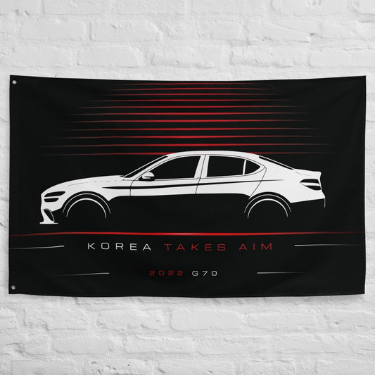 Genesis G70 2022 car silhouette flag - White Brick Wall