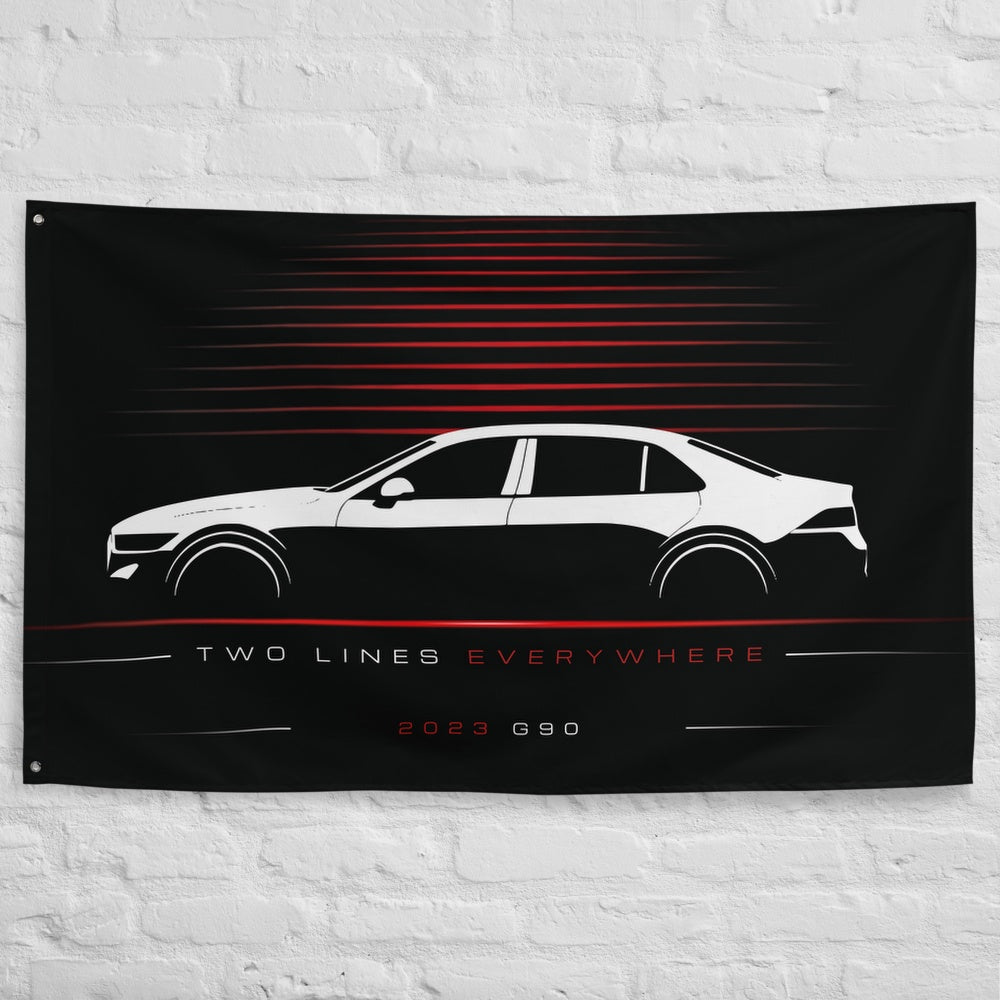 Genesis G90 2023 car silhouette flag - White Brick Wall