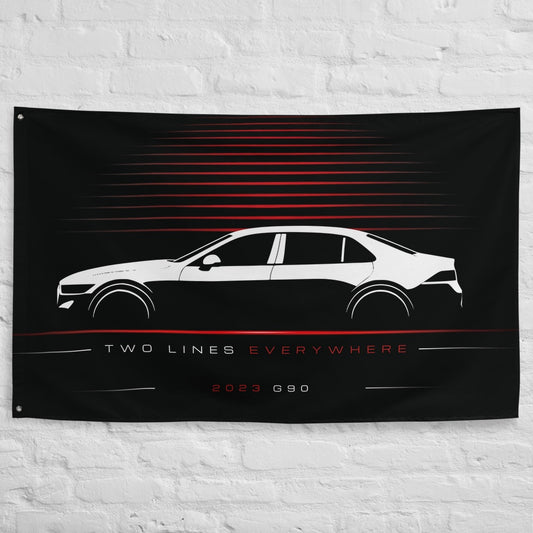 Genesis G90 2023 car silhouette flag - White Brick Wall