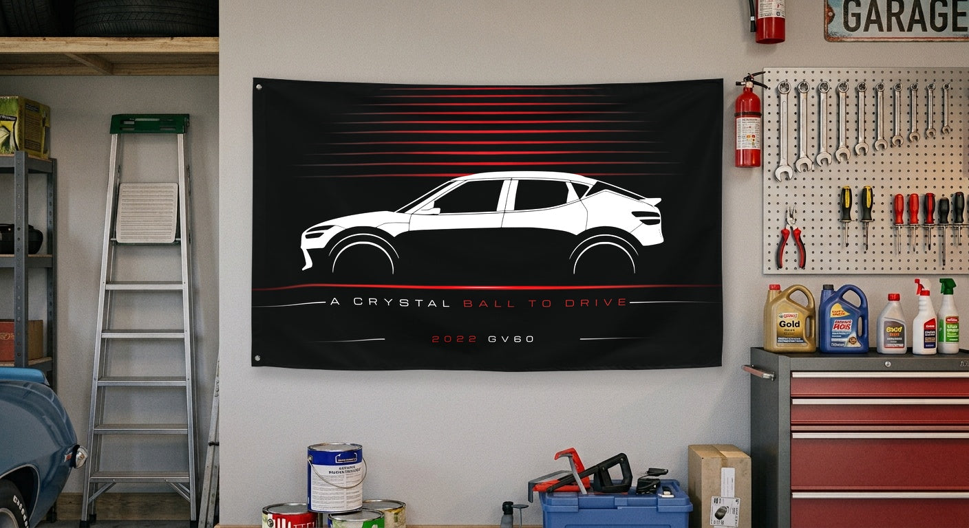 Genesis GV60 2022 car silhouette flag - Garage Wall
