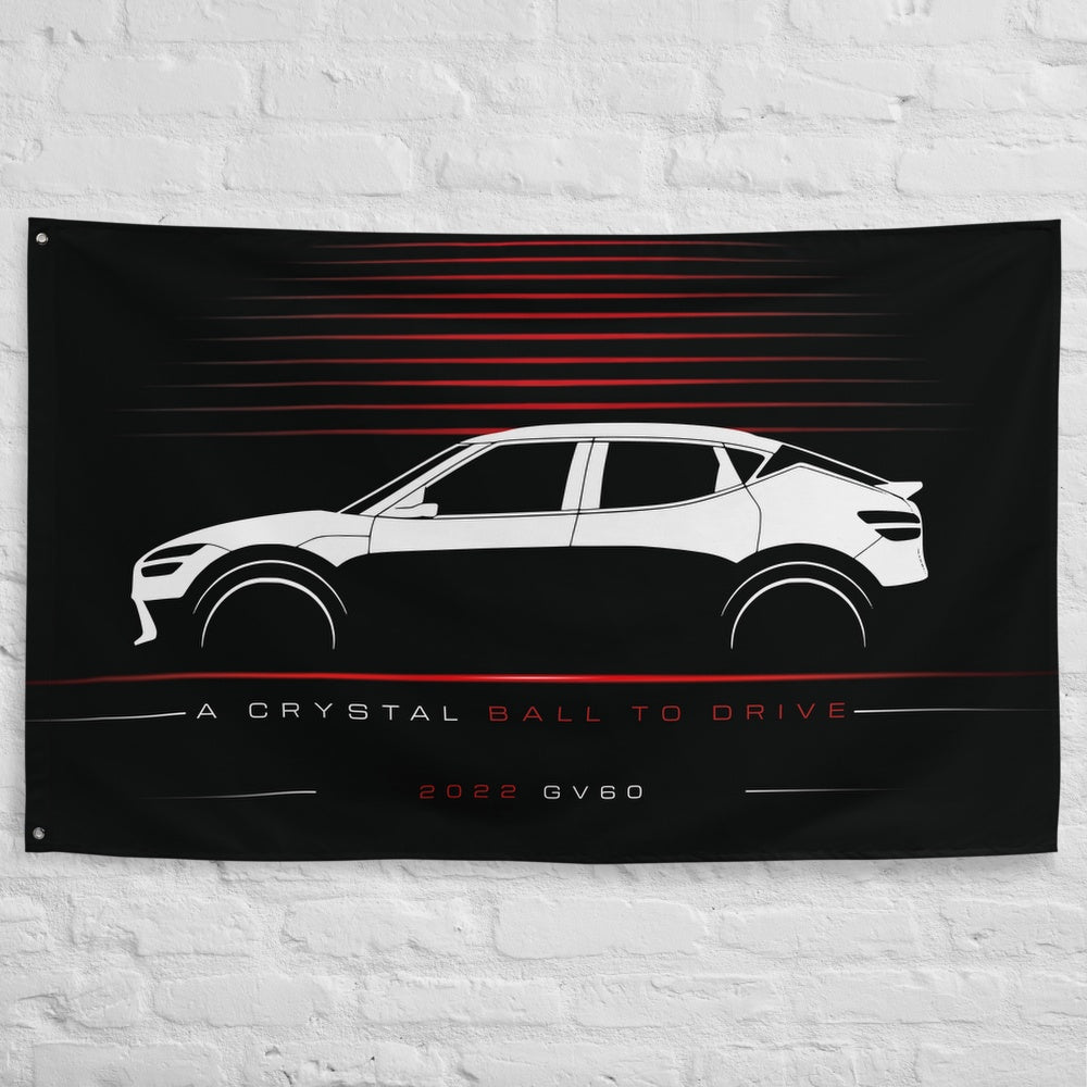 Genesis GV60 2022 car silhouette flag - White Brick Wall