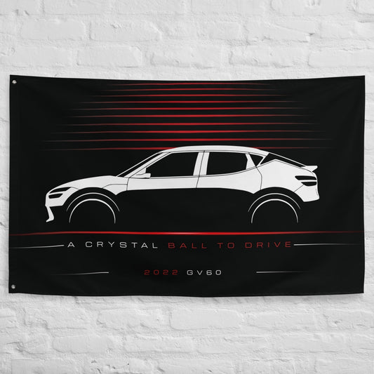 Genesis GV60 2022 car silhouette flag - White Brick Wall
