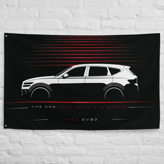 Genesis GV80 2021 car silhouette flag - White Brick Wall