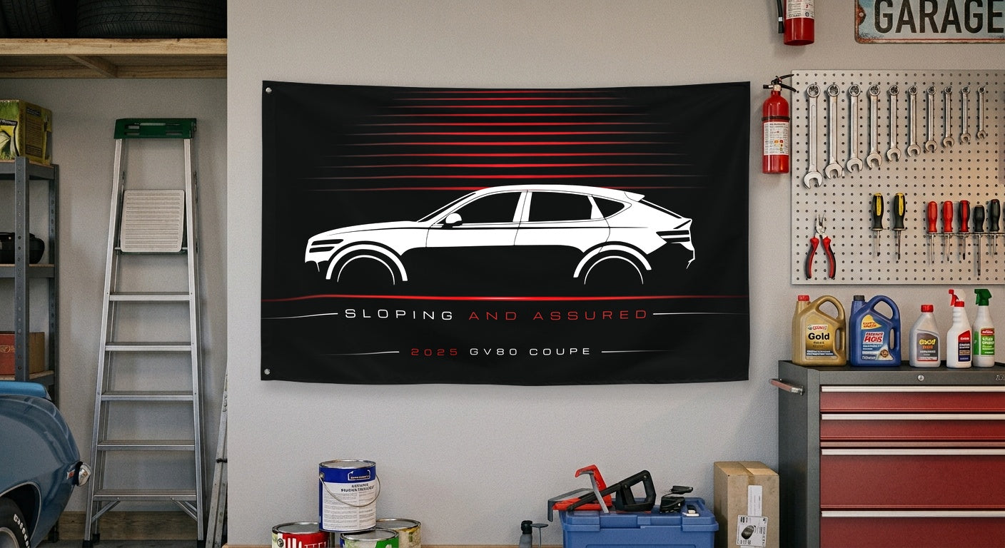 Genesis GV80 Coupe 2025 car silhouette flag - Garage Wall