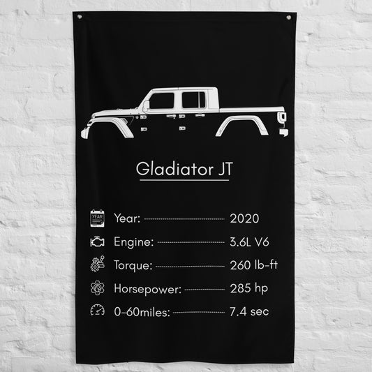 Jeep Gladiator JT 2020 car silhouette spec flag - White Brick Wall