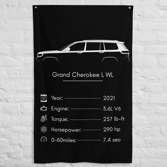 Jeep Grand Cherokee L WL 2021 car silhouette spec flag - White Brick Wall