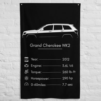 Jeep Grand Cherokee WK2 2012 car silhouette spec flag - White Brick Wall