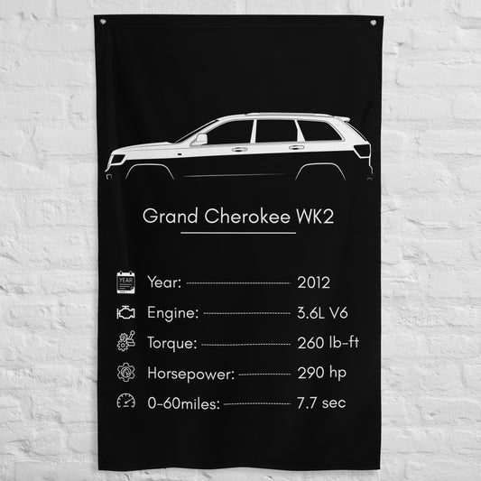 Jeep Grand Cherokee WK2 2012 car silhouette spec flag - White Brick Wall