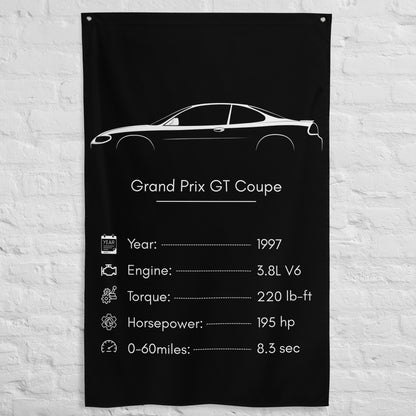 Pontiac Grand Prix GT Coupe 1997 car silhouette spec flag - White Brick Wall
