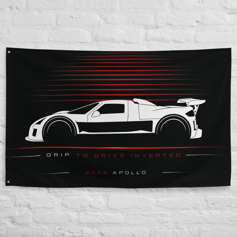 Gumpert Apollo 2008 car silhouette flag - White Brick Wall