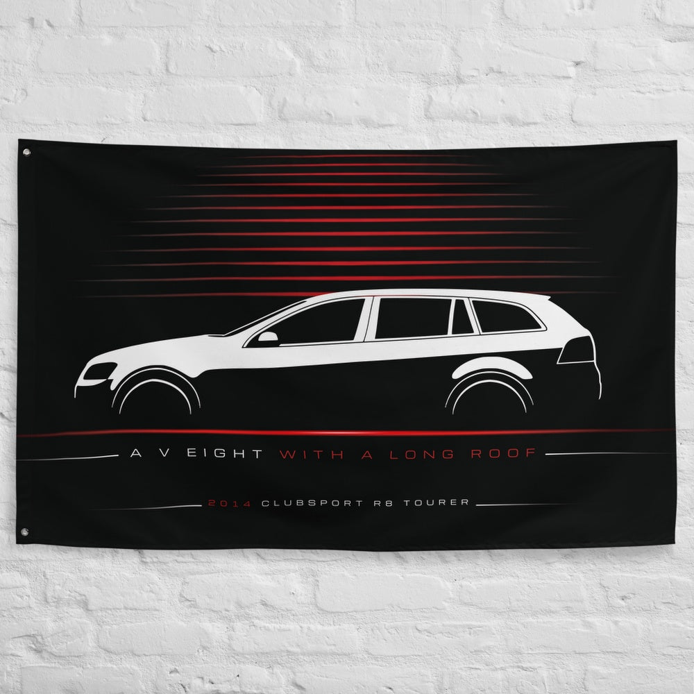 HSV Clubsport R8 Tourer 2014 car silhouette flag - White Brick Wall